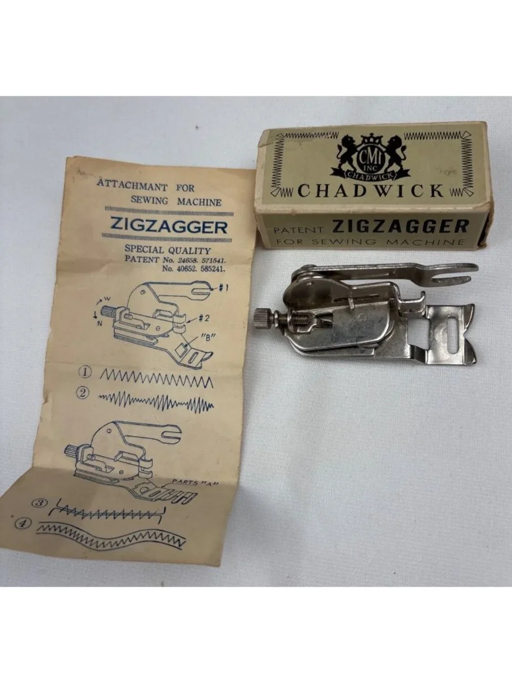 Chadwick Vintage Zigzagger Sewing Machine Attachment Box Instructions